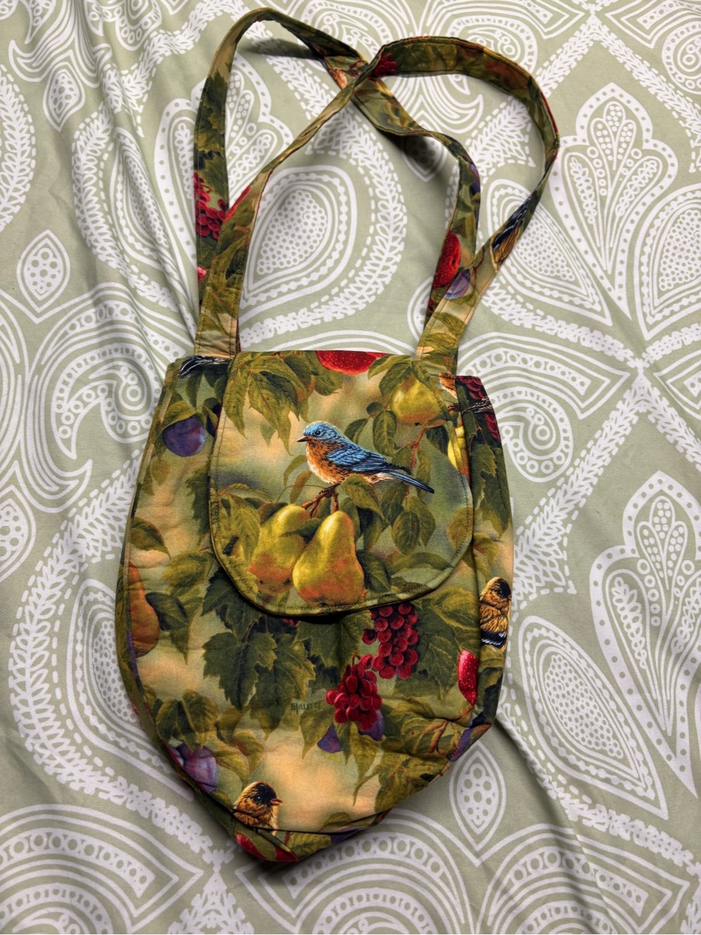✴️Vintage Floral Bird & Fruit Print Shoulder Bag